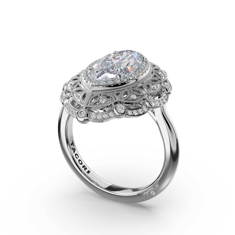 Marquise Estate Diamond Engagement Ring in 18kt White Gold