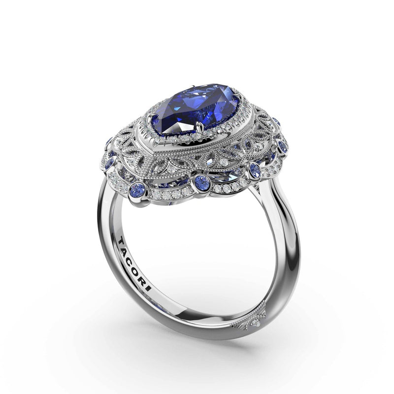 Marquise Estate Sapphire Engagement Ring in Platinum