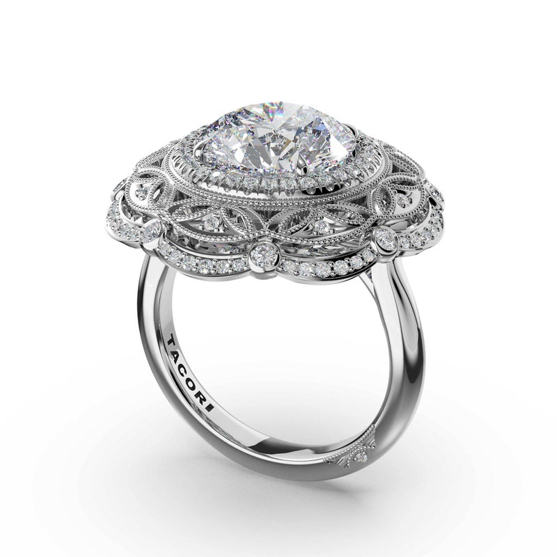 Round Estate Diamond Engagement Ring in 14kt White Gold