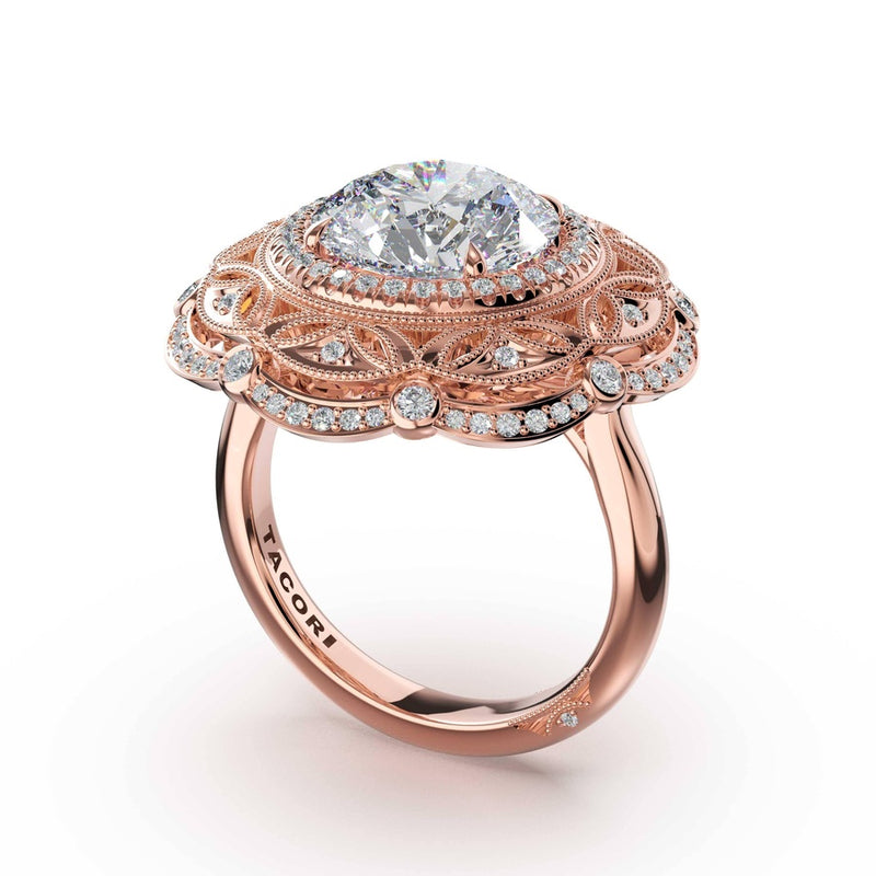 Round Estate Diamond Engagement Ring in 14kt Rose Gold