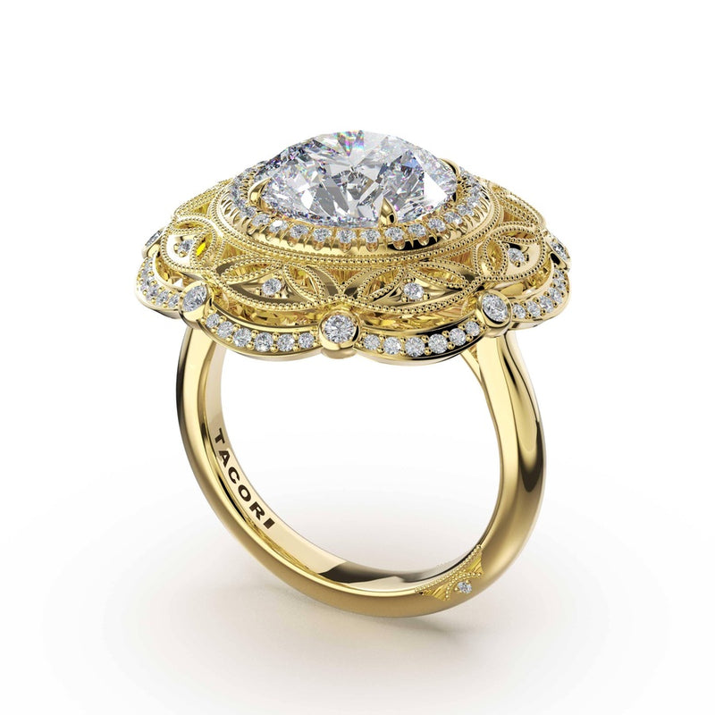 Round Estate Diamond Engagement Ring in 18kt Yellow Gold