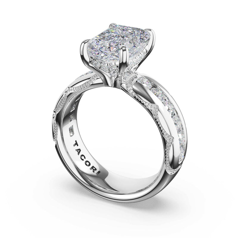 Channel-Set Emerald Solitaire Engagement Ring in 14kt White Gold