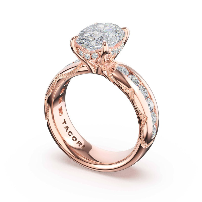 Channel-Set Oval Solitaire Engagement Ring in 18kt Rose Gold