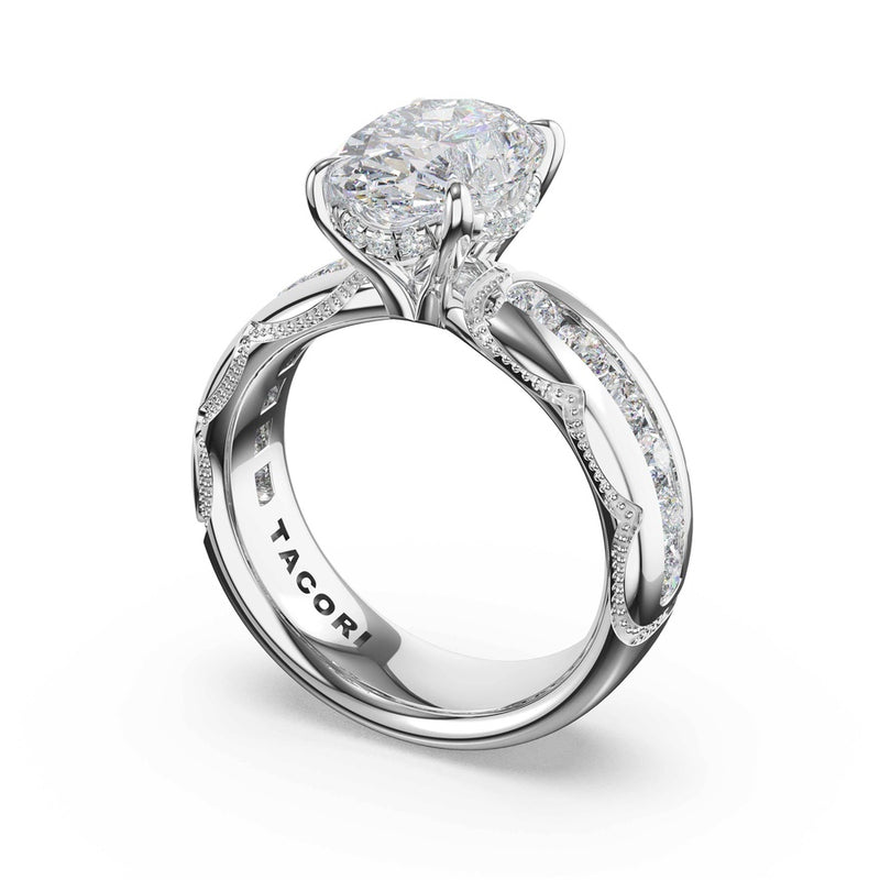 Channel-Set Oval Solitaire Engagement Ring in 18kt White Gold