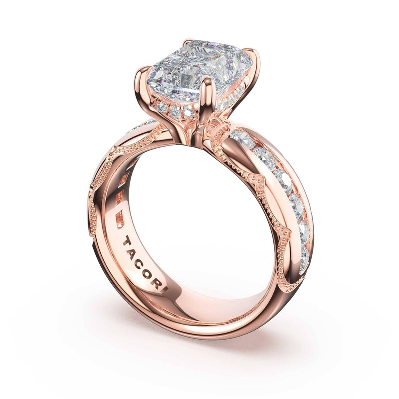 Channel-Set Radiant Solitaire Engagement Ring in 18kt Rose Gold