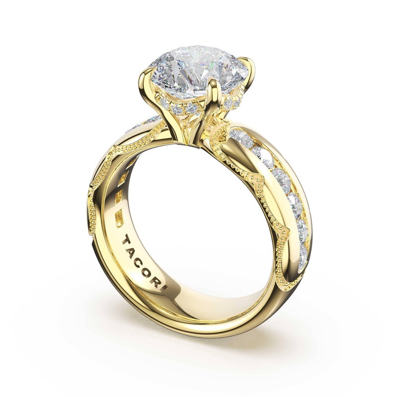 Channel-Set Round Solitaire Engagement Ring in 18kt Yellow Gold