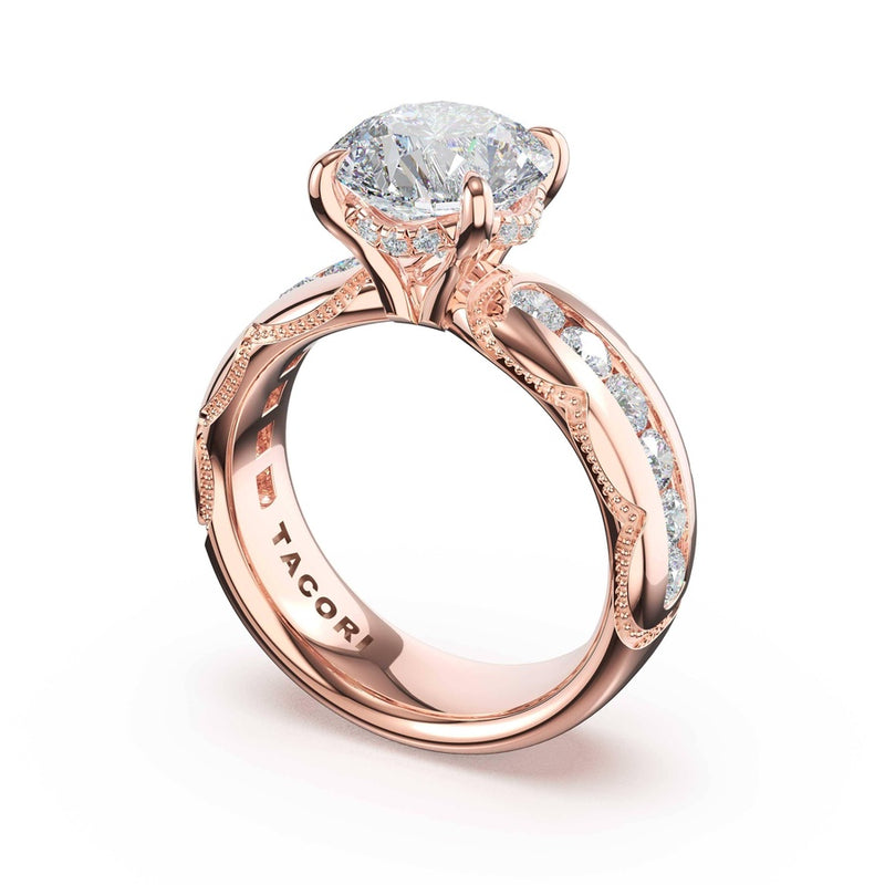 Channel-Set Round Solitaire Engagement Ring in 18kt Rose Gold