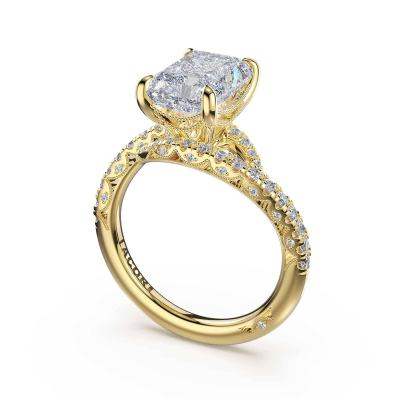 Pavé Bypass Radiant Engagement Ring in 18kt Yellow Gold
