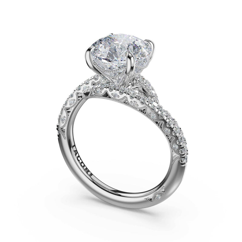 Pavé Bypass Round Engagement Ring in 14kt White Gold