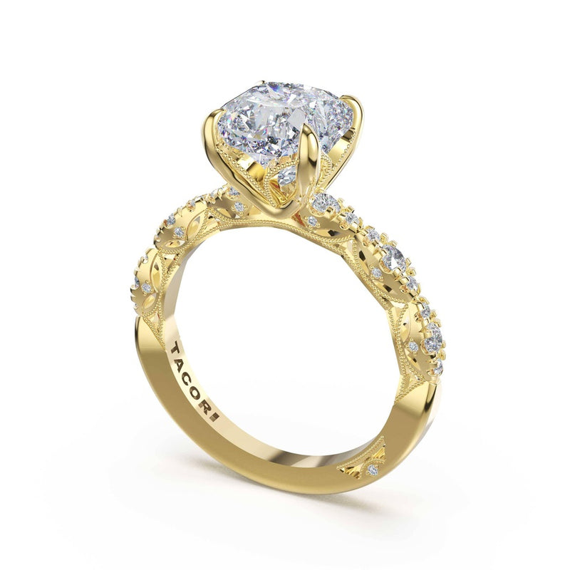 Sculptural Cushion Solitaire Engagement Ring in 18kt Yellow Gold