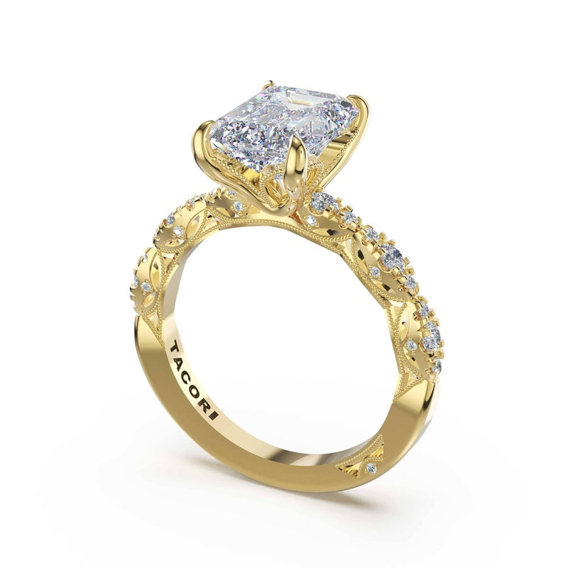 Sculptural Emerald Solitaire Engagement Ring in 18kt Yellow Gold