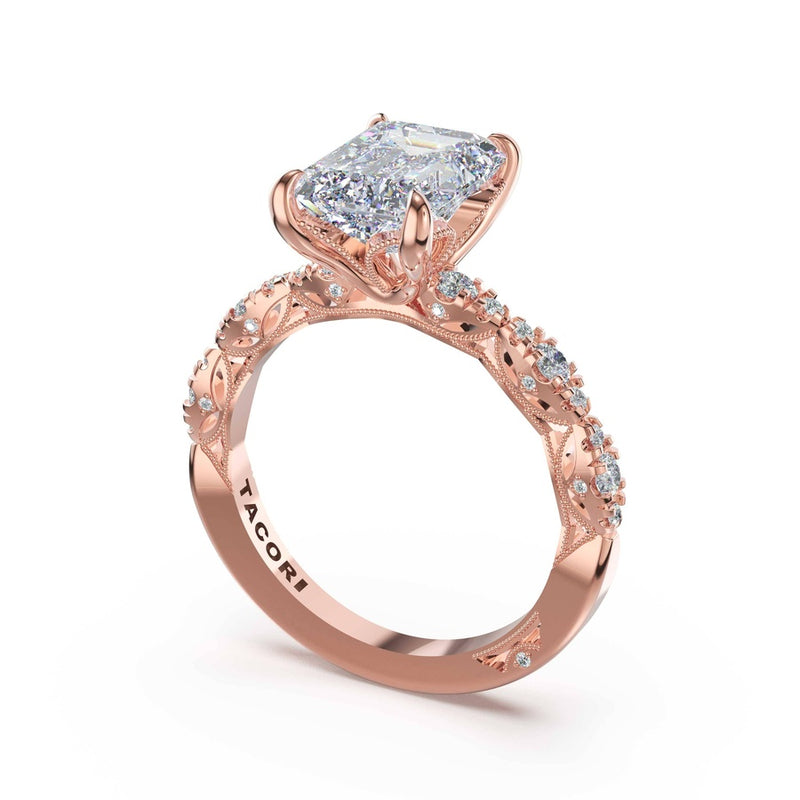 Sculptural Emerald Solitaire Engagement Ring in 18kt Rose Gold