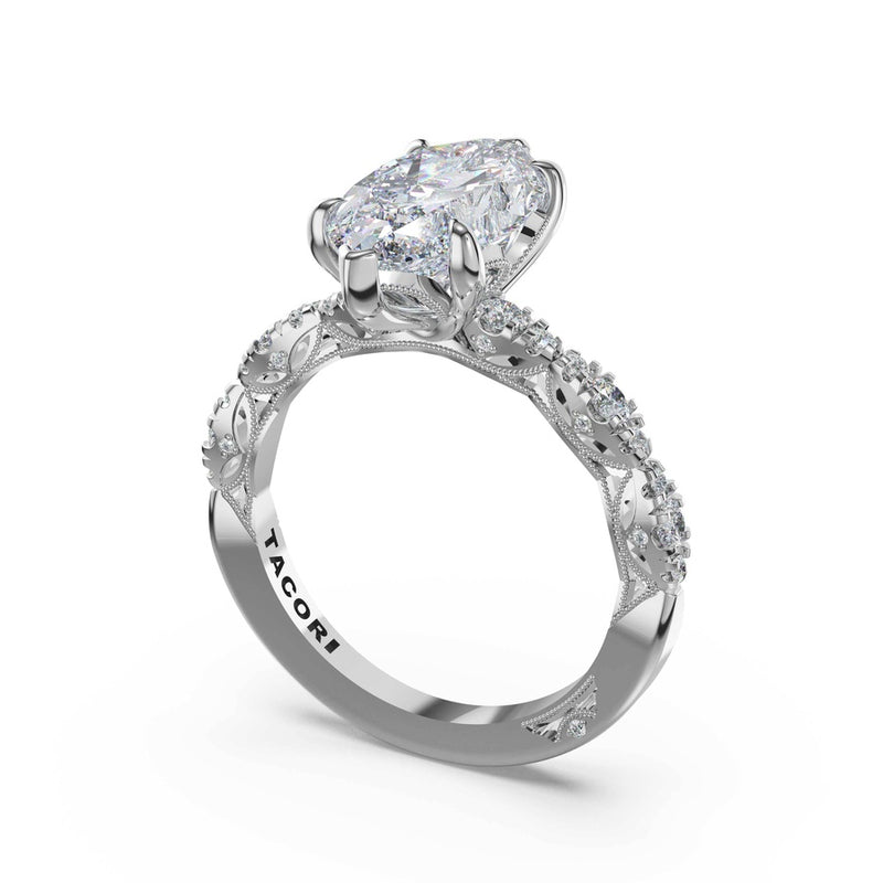 Sculptural Marquise Solitaire Engagement Ring in 14kt White Gold