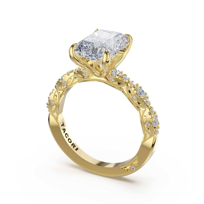 Sculptural Radiant Solitaire Engagement Ring in 18kt Yellow Gold