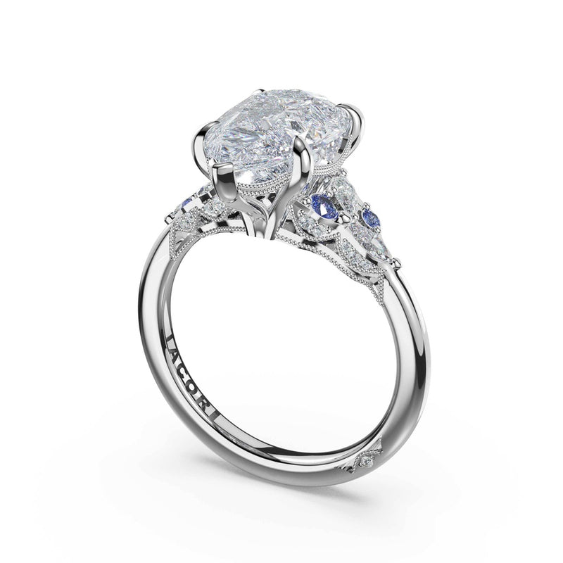 Sapphire Cluster Pear Engagement Ring in Platinum