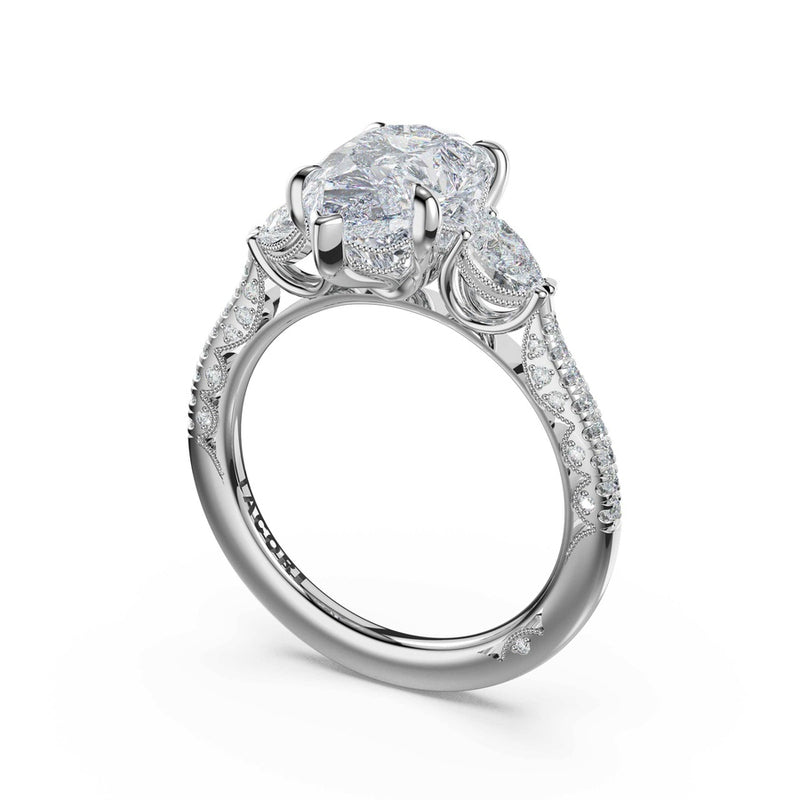 3-Stone Pear Diamond Side Pear Engagement Ring in 14kt White Gold