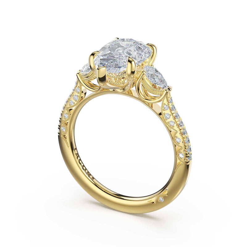 3-Stone Pear Diamond Side Pear Engagement Ring in 14kt Yellow Gold