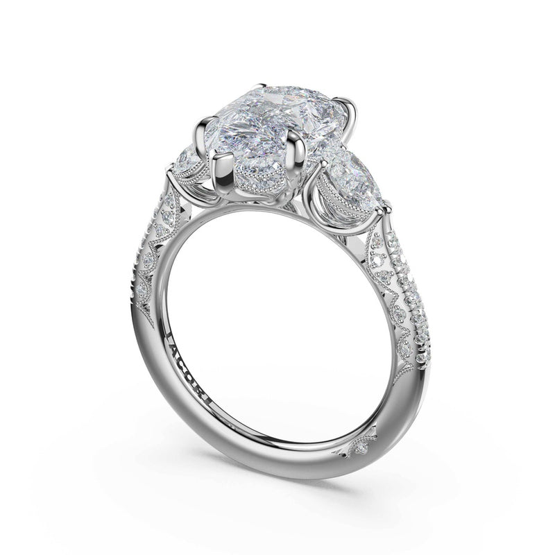 3-Stone Pear Diamond Side Pear Engagement Ring in 14kt White Gold