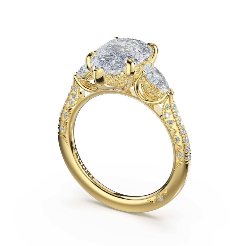 3-Stone Pear Diamond Side Pear Engagement Ring in 14kt Yellow Gold