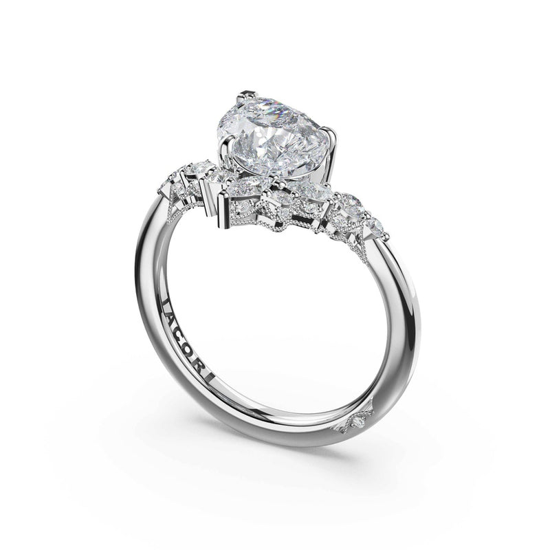3-Stone Pear Diamond Side Pear Engagement Ring in 18kt White Gold