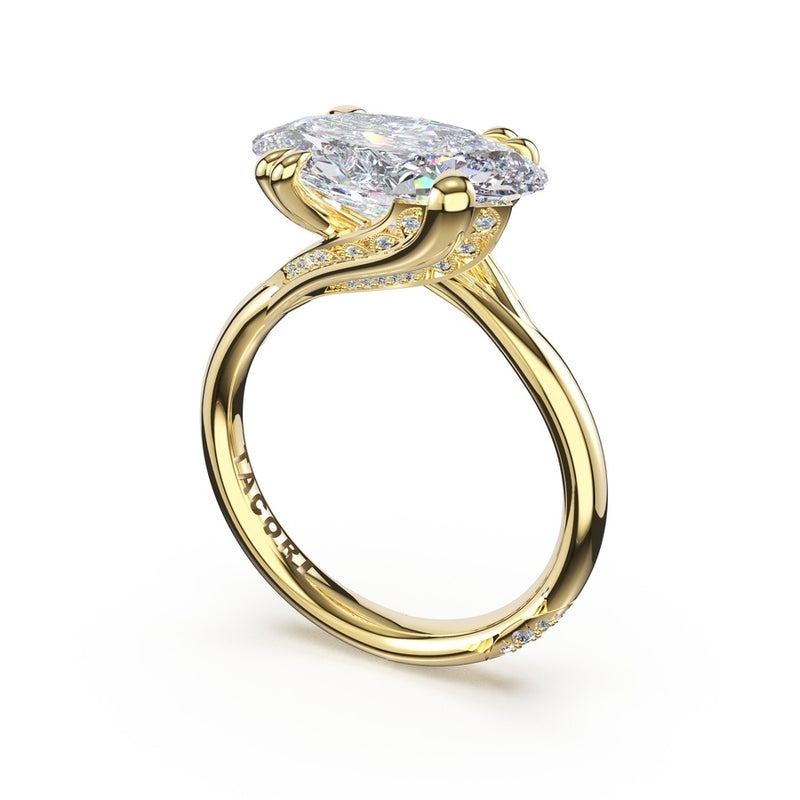 East-West Pavé Solitaire Ring
