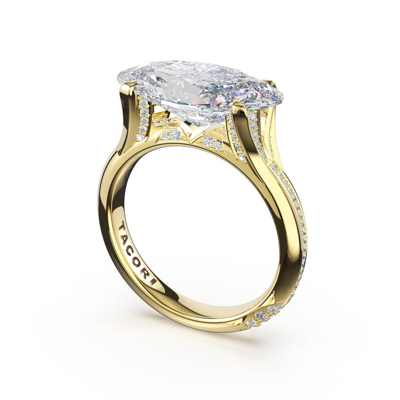 East-West Pavé Cradle Solitaire Ring