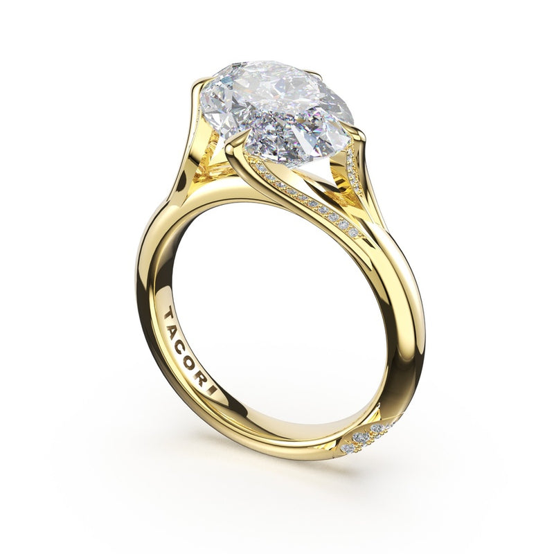Oval Pavé Crown Solitaire Ring