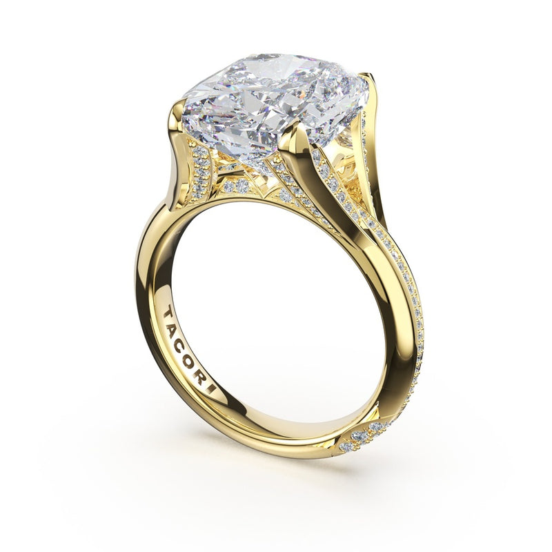 Elongated Cushion Pavé Solitaire Ring