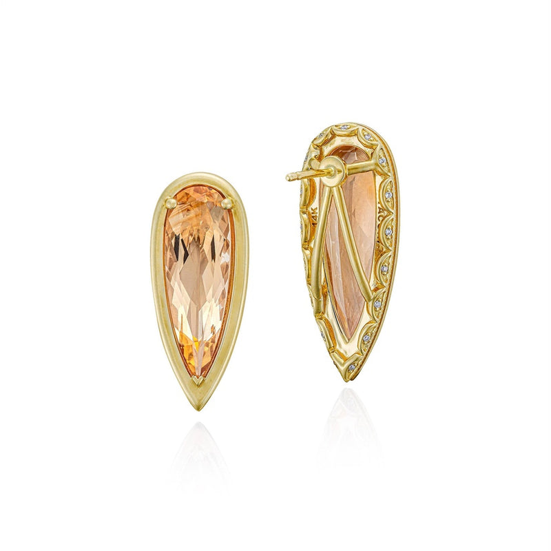 Elongated Pear Citrine Earrings