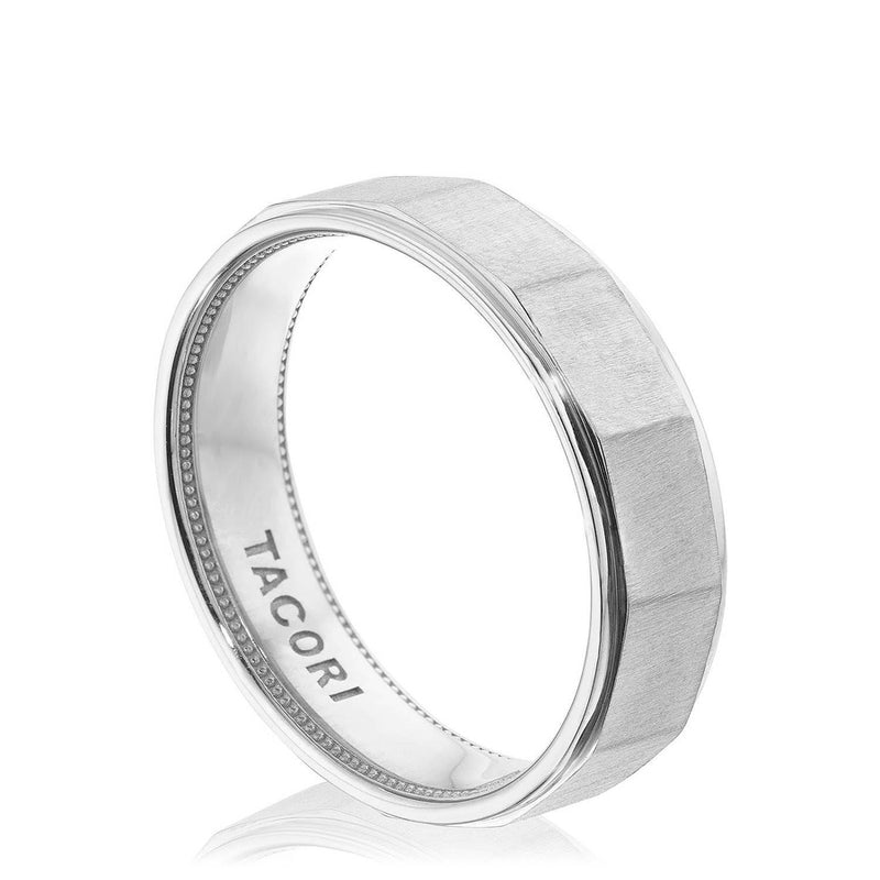Geometric Faceted in Satin Finish Wedding Band