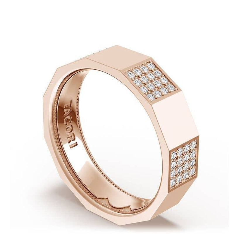 Diamond Faceted - Partial Coverage Wedding Band in High Polish - 6mm