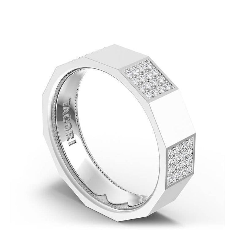 Diamond Faceted - Partial Coverage Wedding Band in High Polish - 6mm