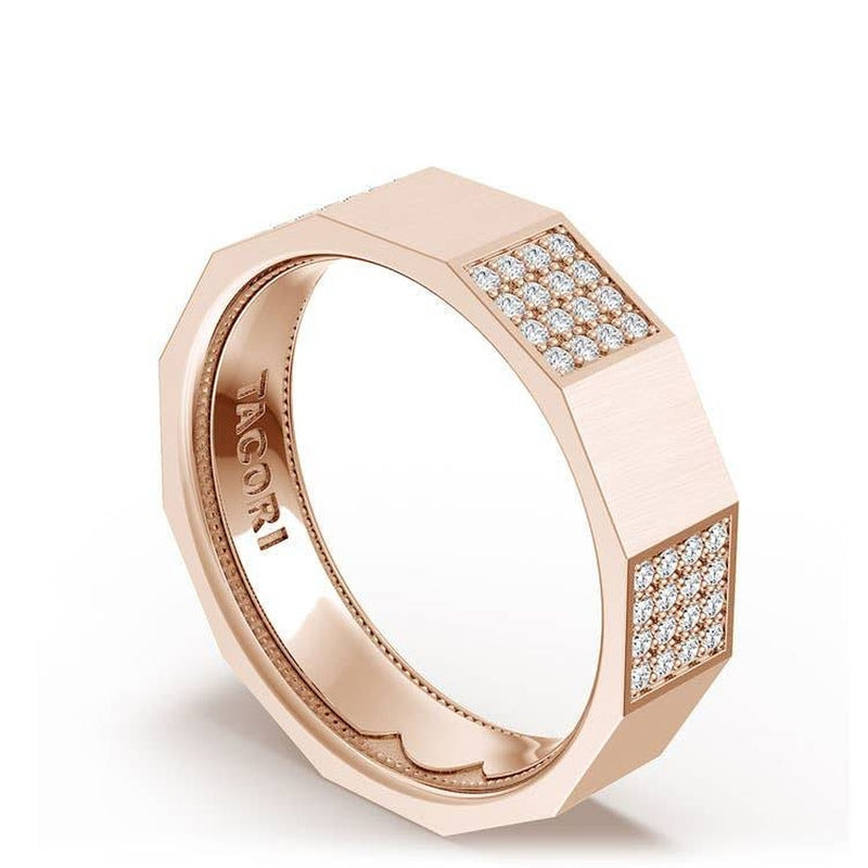 Diamond Faceted - Partial Coverage Wedding Band in Satin Finish - 6mm