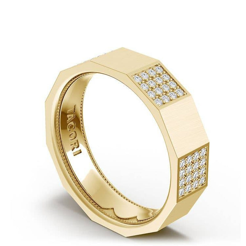 Diamond Faceted - Partial Coverage Wedding Band in Satin Finish - 6mm
