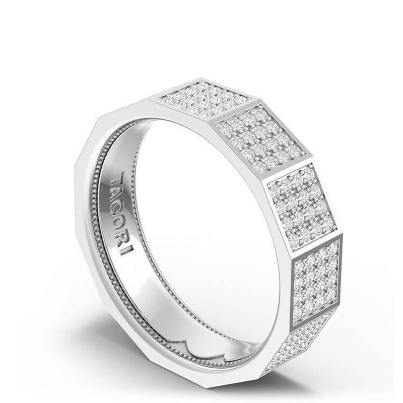 Diamond Faceted - Full Coverage Wedding Band in High Polish - 6mm