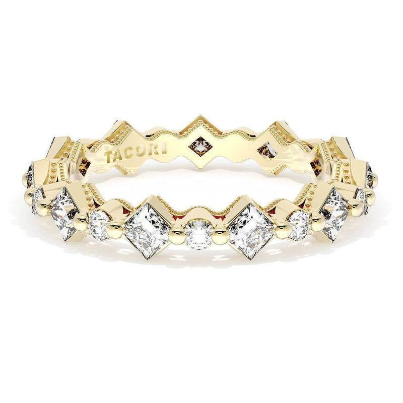 Carré and Round Diamond Wedding Band, 4.00mm