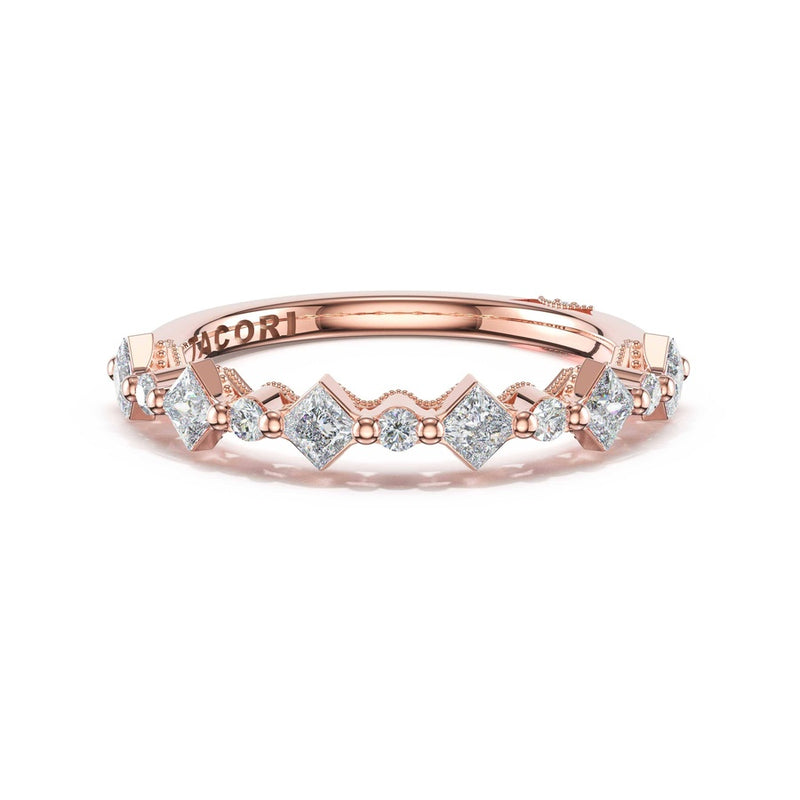 Carré and Round Diamond Wedding Band, 3.70mm