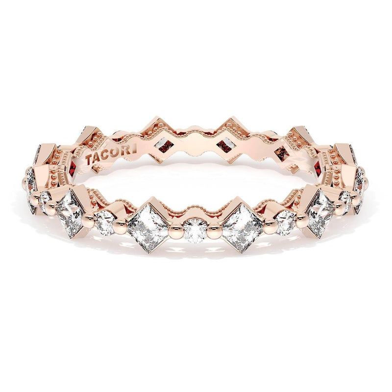 Carré and Round Diamond Wedding Band, 3.70mm