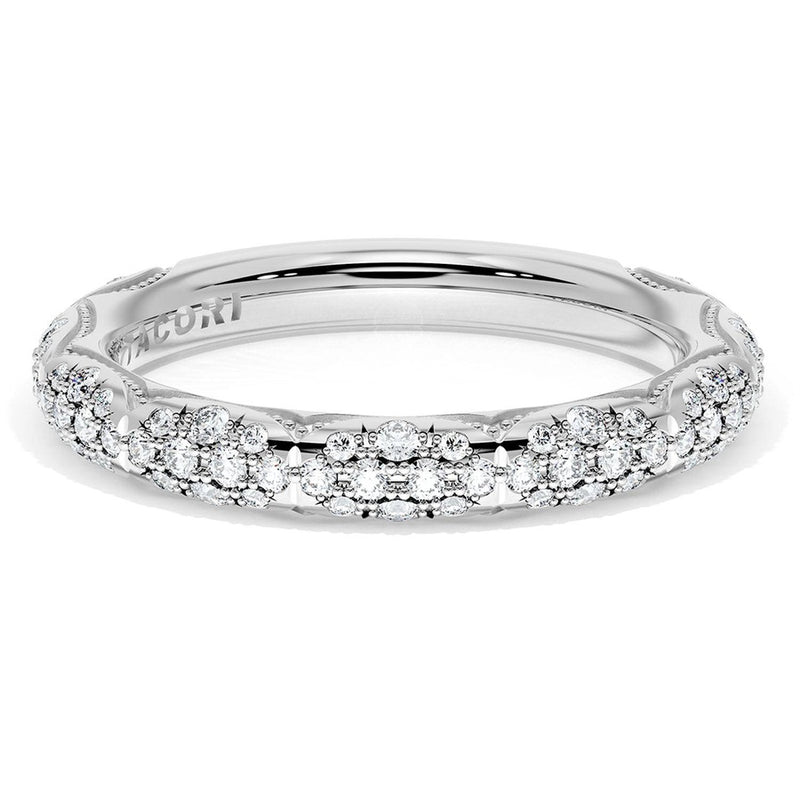 French Pavé Diamond Wedding Band, 3mm