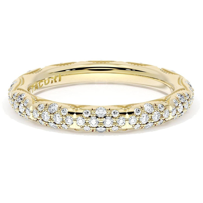 French Pavé Diamond Wedding Band, 3mm