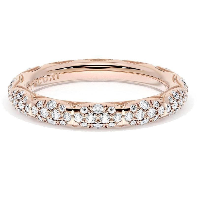 French Pavé Diamond Wedding Band, 3mm