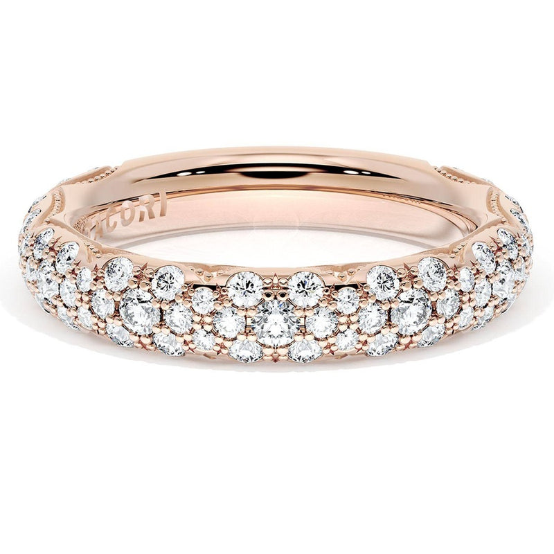 French Pavé Diamond Wedding Band, 4mm