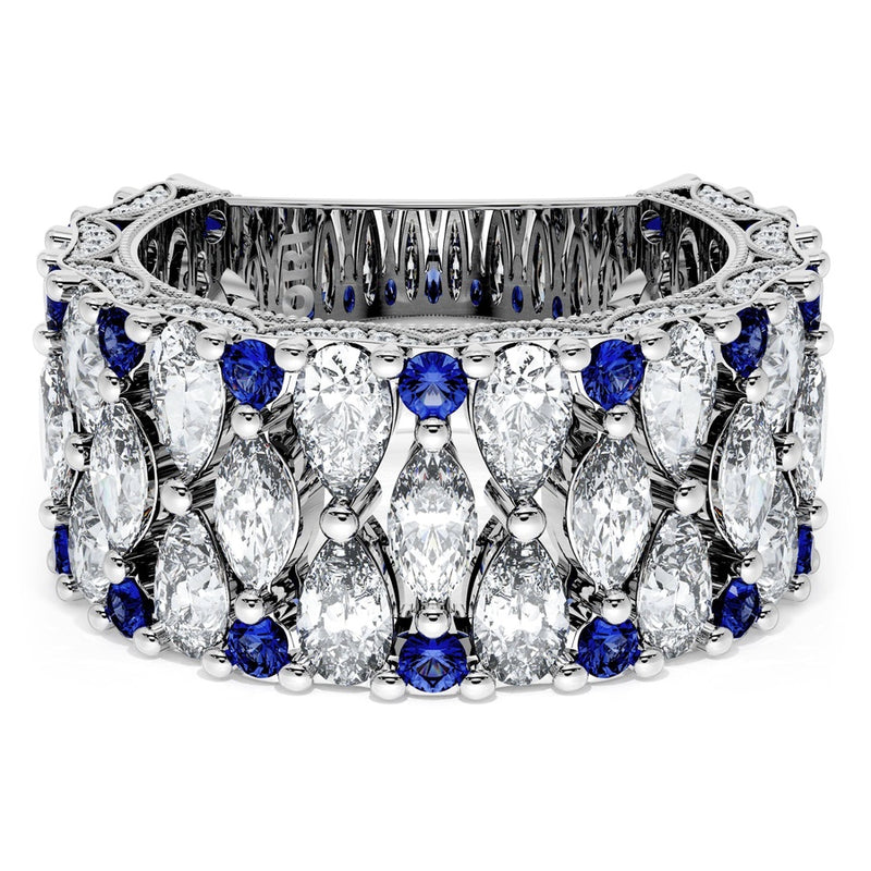Marquise and Pear Blue Sapphire Mosaic Band