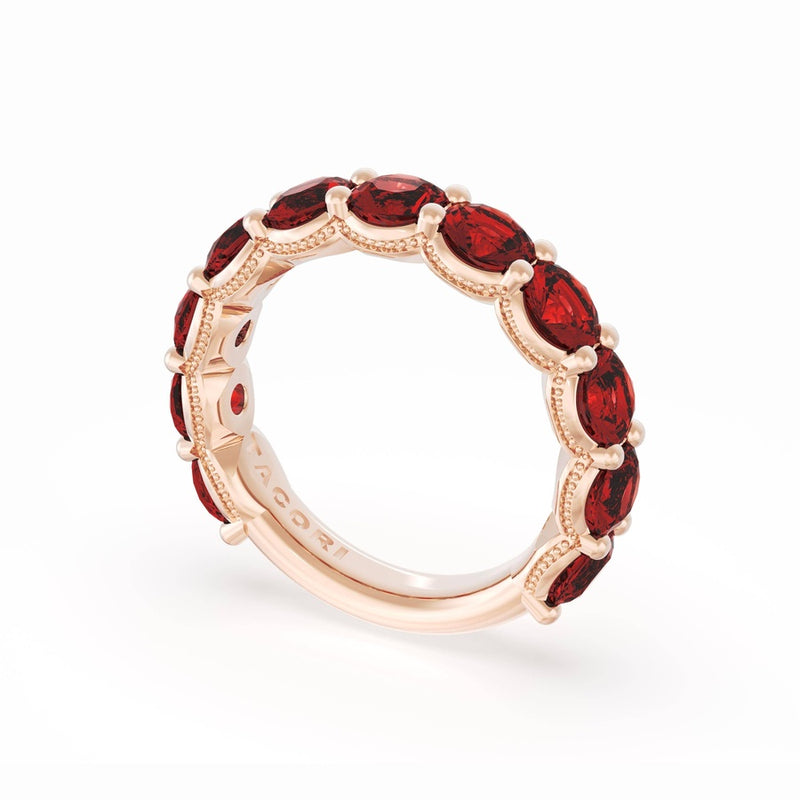 Round Cut Ruby Eternity Band in 14kt Rose Gold