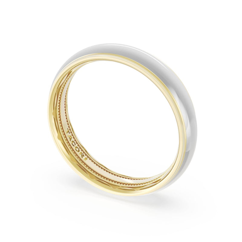 Rounded High Polish Finish Wedding Band in 14kt Yellow Gold & Platinum