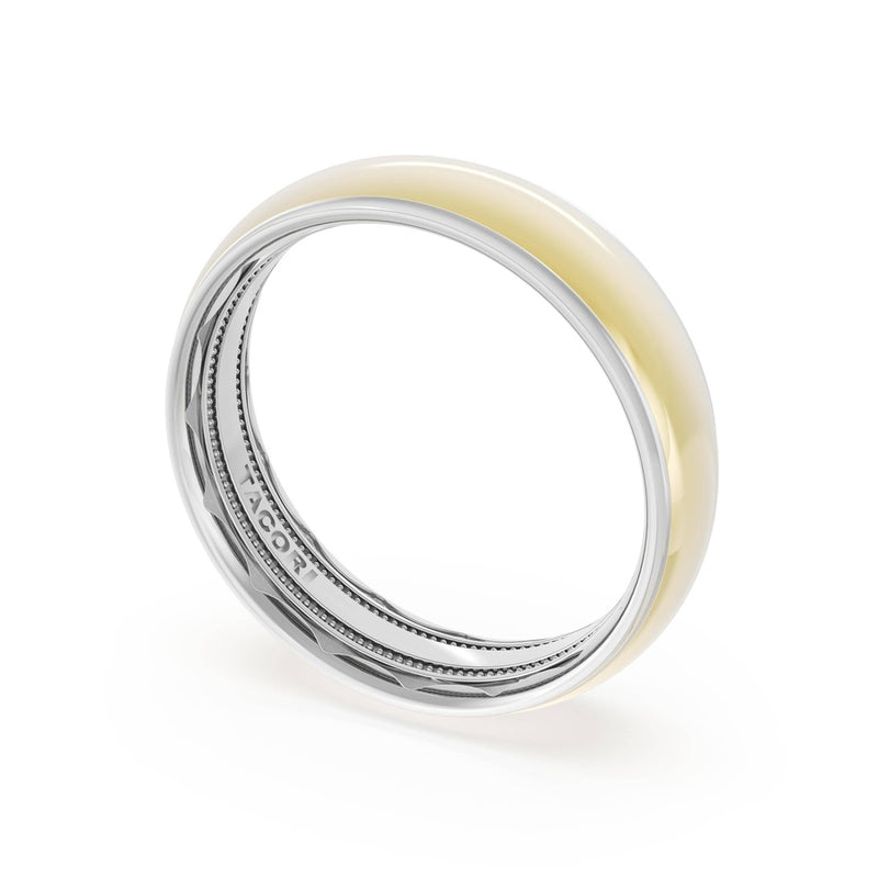 Rounded High Polish Finish Wedding Band in Platinum & 14kt Yellow Gold