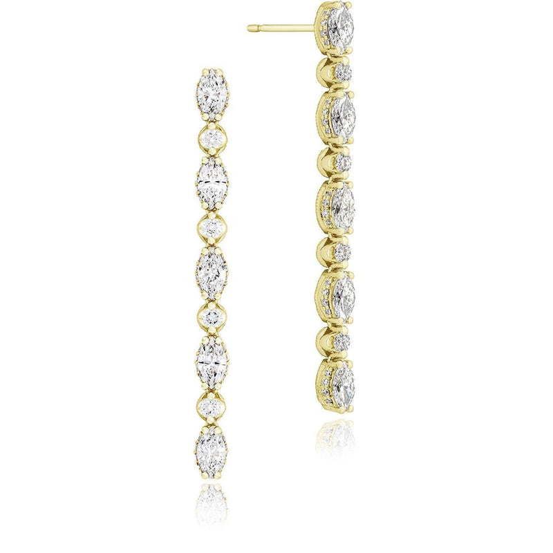 Mixed Diamond Drop Earrings in 14kt Yellow Gold