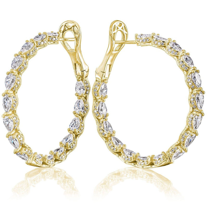 Diamond Hoop Earrings in 14kt Yellow Gold