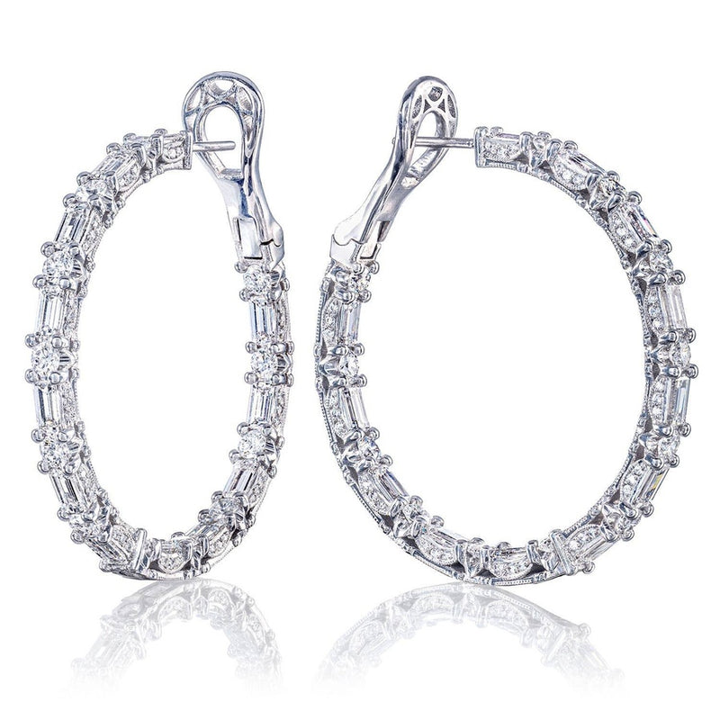 Diamond Hoop Earrings in 14kt White Gold