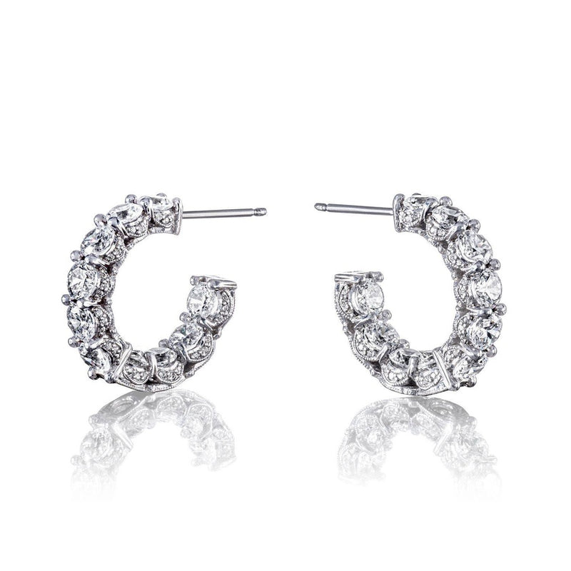 Diamond Huggie Earrings in 14kt White Gold